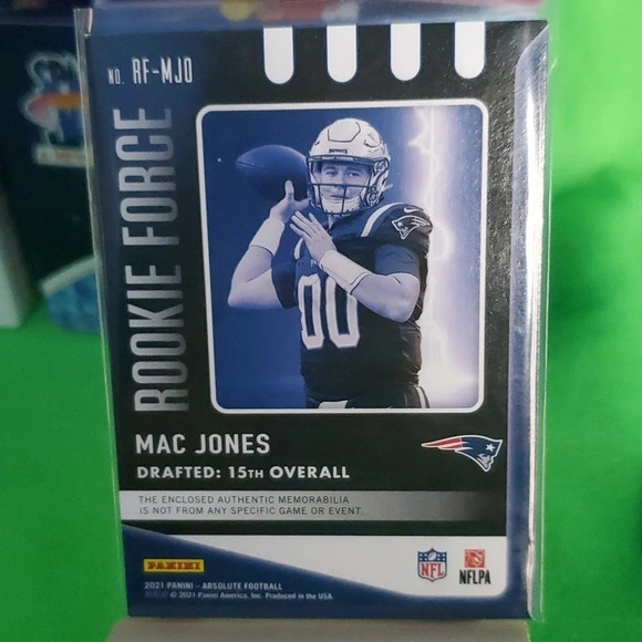 Panini Absolute Football Rookie Force Mac Jones Card with Jersey Patch - Picture 4 of 6